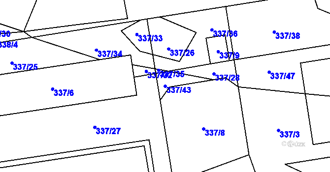 Parcela st. 337/43 v KÚ Místo, Katastrální mapa