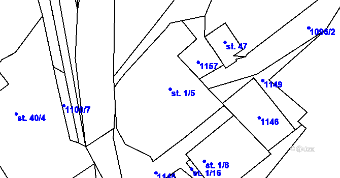 Parcela st. 1/5 v KÚ Vysoká u Chomutova, Katastrální mapa