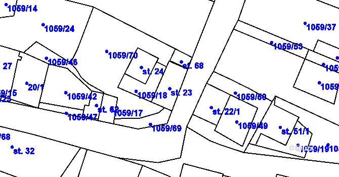 Parcela st. 23 v KÚ Vysoká u Chomutova, Katastrální mapa