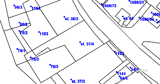 Parcela st. 37/4 v KÚ Vysoká u Chomutova, Katastrální mapa