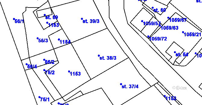 Parcela st. 38/3 v KÚ Vysoká u Chomutova, Katastrální mapa