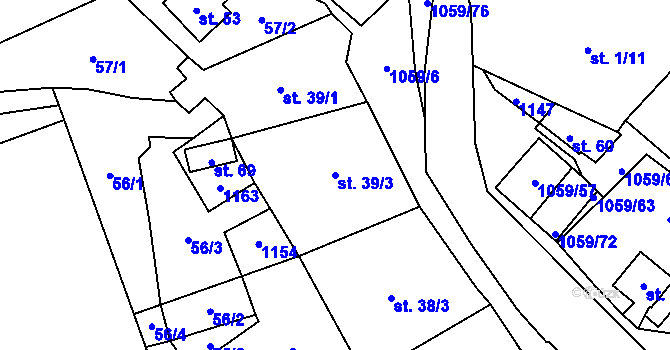 Parcela st. 39/3 v KÚ Vysoká u Chomutova, Katastrální mapa