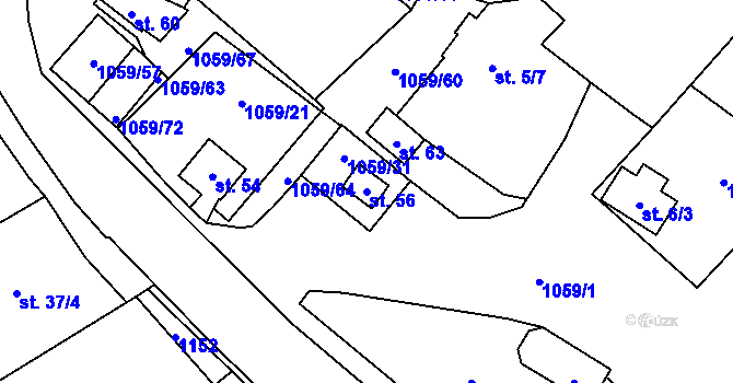 Parcela st. 56 v KÚ Vysoká u Chomutova, Katastrální mapa