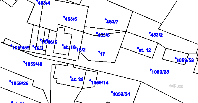 Parcela st. 17 v KÚ Vysoká u Chomutova, Katastrální mapa
