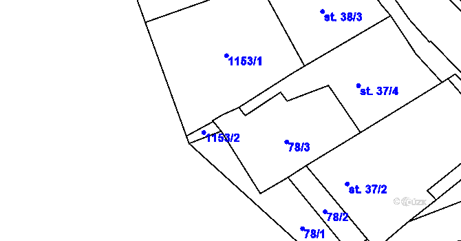 Parcela st. 75/3 v KÚ Vysoká u Chomutova, Katastrální mapa
