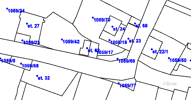 Parcela st. 1059/17 v KÚ Vysoká u Chomutova, Katastrální mapa