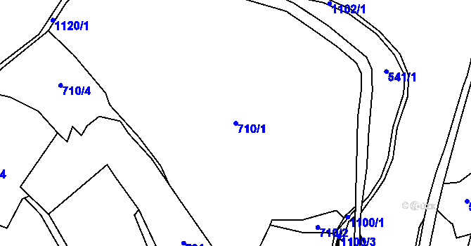Parcela st. 710/1 v KÚ Vysoká u Chomutova, Katastrální mapa
