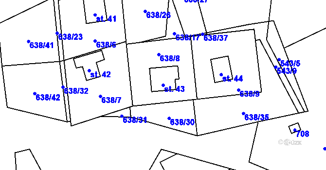 Parcela st. 43 v KÚ Vysoká Jedle, Katastrální mapa