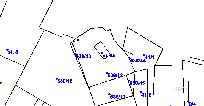 Parcela st. 45 v KÚ Vysoká Jedle, Katastrální mapa