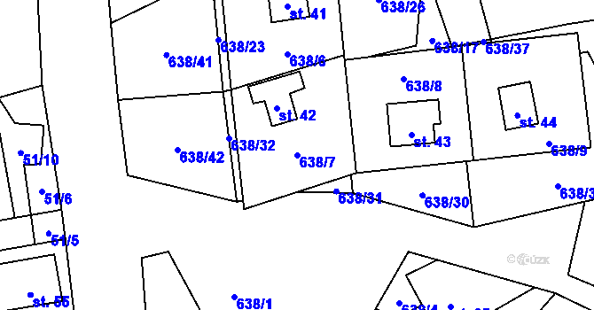 Parcela st. 638/7 v KÚ Vysoká Jedle, Katastrální mapa