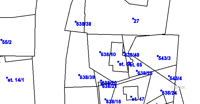 Parcela st. 638/10 v KÚ Vysoká Jedle, Katastrální mapa