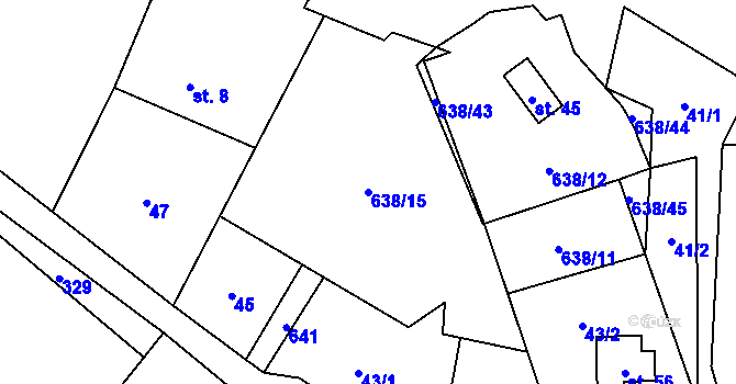 Parcela st. 638/15 v KÚ Vysoká Jedle, Katastrální mapa