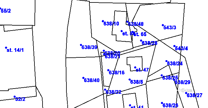 Parcela st. 638/21 v KÚ Vysoká Jedle, Katastrální mapa