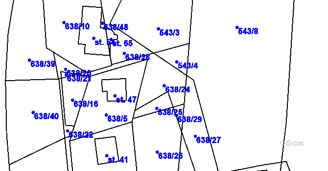 Parcela st. 638/24 v KÚ Vysoká Jedle, Katastrální mapa
