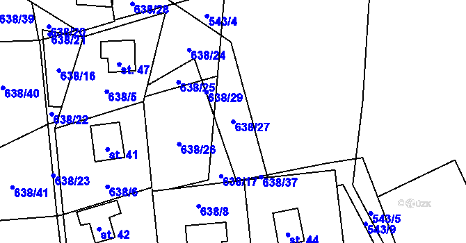Parcela st. 638/27 v KÚ Vysoká Jedle, Katastrální mapa