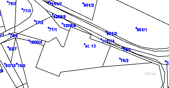 Parcela st. 13 v KÚ Mistrovice nad Orlicí, Katastrální mapa