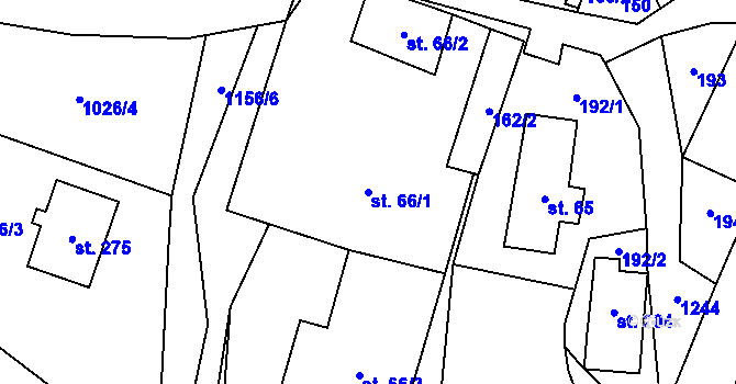Parcela st. 66/1 v KÚ Mistrovice nad Orlicí, Katastrální mapa