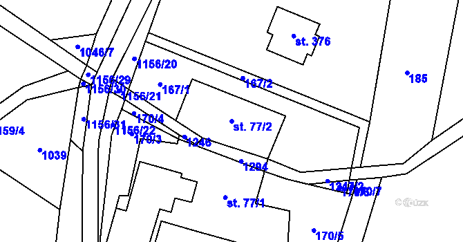 Parcela st. 77/2 v KÚ Mistrovice nad Orlicí, Katastrální mapa