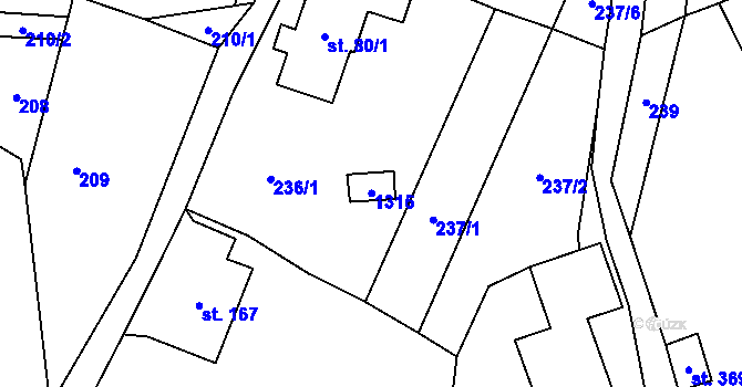 Parcela st. 80/2 v KÚ Mistrovice nad Orlicí, Katastrální mapa