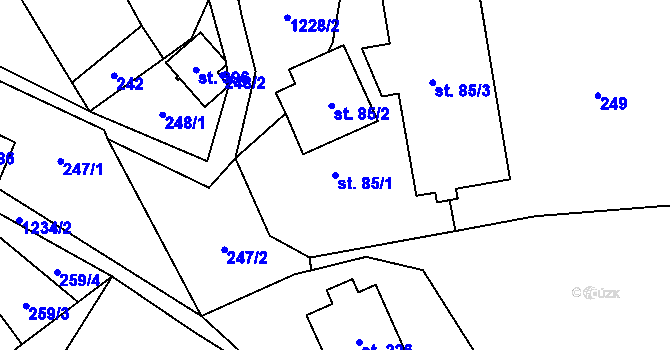 Parcela st. 85/1 v KÚ Mistrovice nad Orlicí, Katastrální mapa