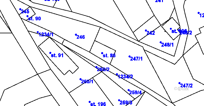 Parcela st. 86 v KÚ Mistrovice nad Orlicí, Katastrální mapa
