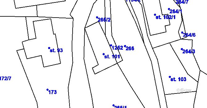 Parcela st. 101 v KÚ Mistrovice nad Orlicí, Katastrální mapa