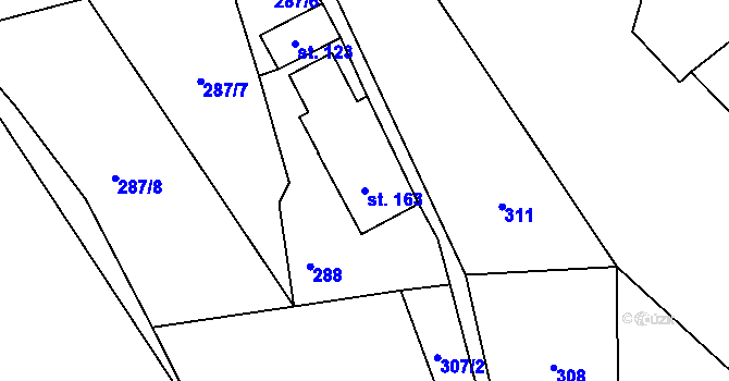 Parcela st. 163 v KÚ Mistrovice nad Orlicí, Katastrální mapa