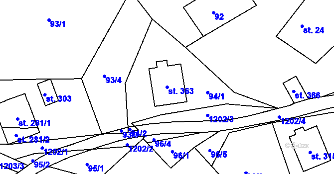 Parcela st. 363 v KÚ Mistrovice nad Orlicí, Katastrální mapa