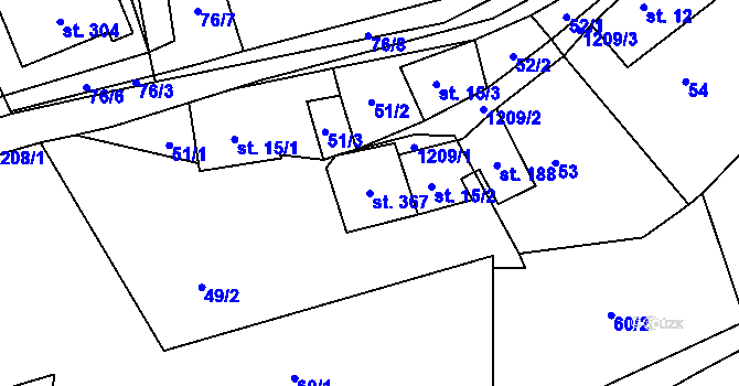 Parcela st. 367 v KÚ Mistrovice nad Orlicí, Katastrální mapa