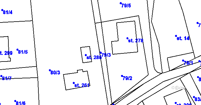 Parcela st. 79/3 v KÚ Mistrovice nad Orlicí, Katastrální mapa
