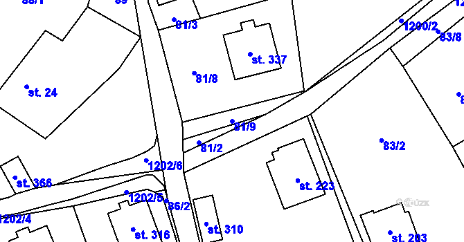Parcela st. 81/9 v KÚ Mistrovice nad Orlicí, Katastrální mapa