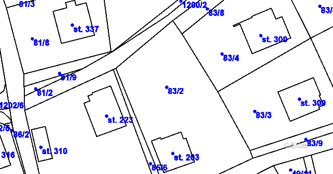 Parcela st. 83/2 v KÚ Mistrovice nad Orlicí, Katastrální mapa