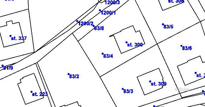 Parcela st. 83/4 v KÚ Mistrovice nad Orlicí, Katastrální mapa