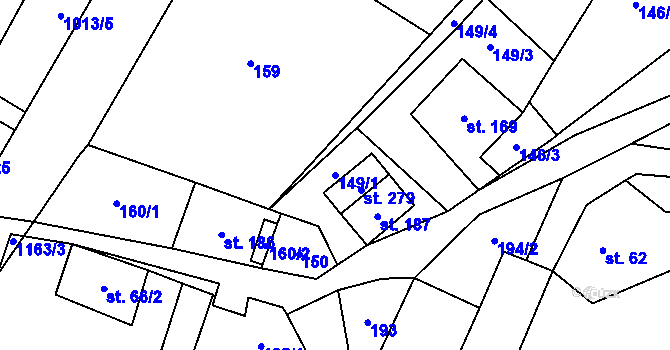 Parcela st. 149/1 v KÚ Mistrovice nad Orlicí, Katastrální mapa