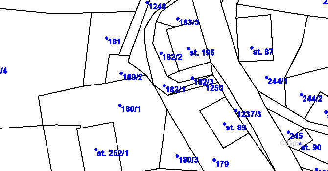Parcela st. 182/1 v KÚ Mistrovice nad Orlicí, Katastrální mapa