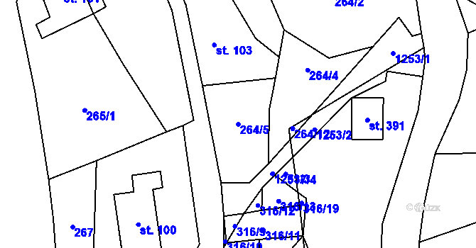 Parcela st. 264/5 v KÚ Mistrovice nad Orlicí, Katastrální mapa