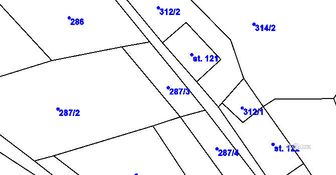 Parcela st. 287/3 v KÚ Mistrovice nad Orlicí, Katastrální mapa