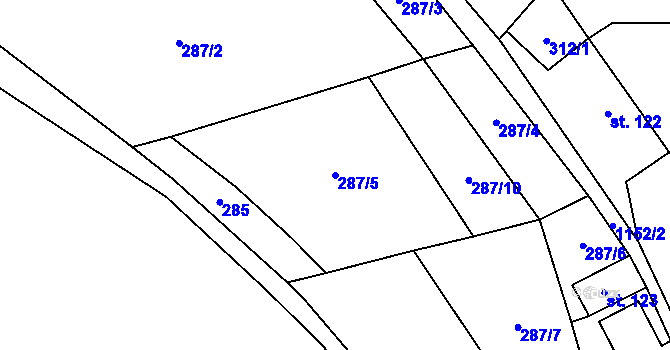 Parcela st. 287/5 v KÚ Mistrovice nad Orlicí, Katastrální mapa