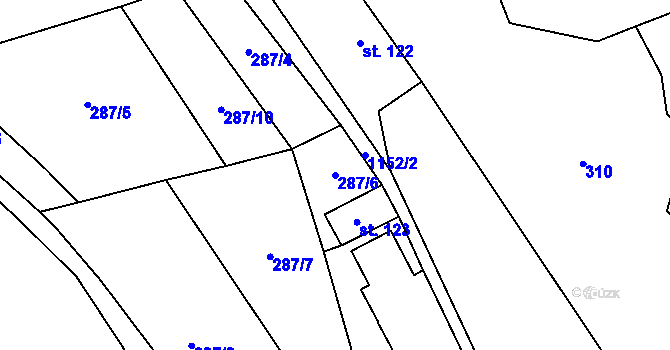 Parcela st. 287/6 v KÚ Mistrovice nad Orlicí, Katastrální mapa