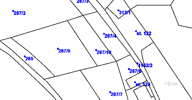 Parcela st. 287/10 v KÚ Mistrovice nad Orlicí, Katastrální mapa