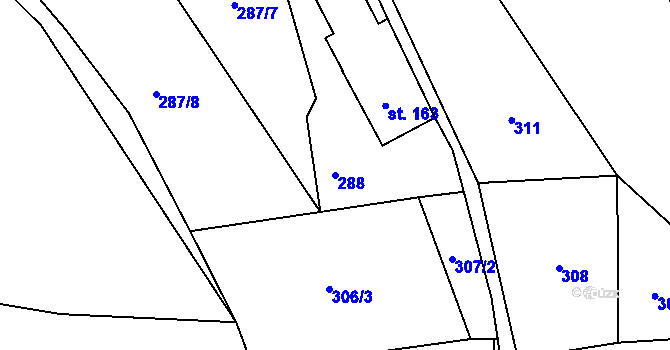 Parcela st. 288 v KÚ Mistrovice nad Orlicí, Katastrální mapa