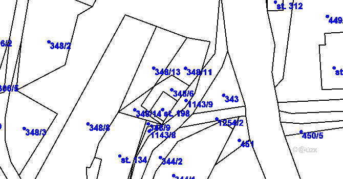 Parcela st. 348/6 v KÚ Mistrovice nad Orlicí, Katastrální mapa