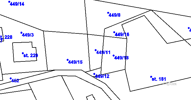 Parcela st. 449/11 v KÚ Mistrovice nad Orlicí, Katastrální mapa