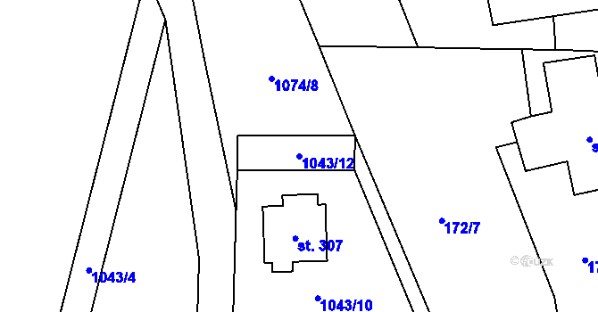Parcela st. 1043/12 v KÚ Mistrovice nad Orlicí, Katastrální mapa
