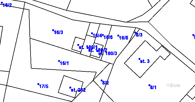 Parcela st. 180/3 v KÚ Mistrovice nad Orlicí, Katastrální mapa