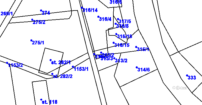 Parcela st. 315/2 v KÚ Mistrovice nad Orlicí, Katastrální mapa