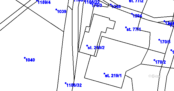Parcela st. 219/2 v KÚ Mistrovice nad Orlicí, Katastrální mapa