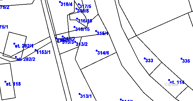 Parcela st. 314/6 v KÚ Mistrovice nad Orlicí, Katastrální mapa