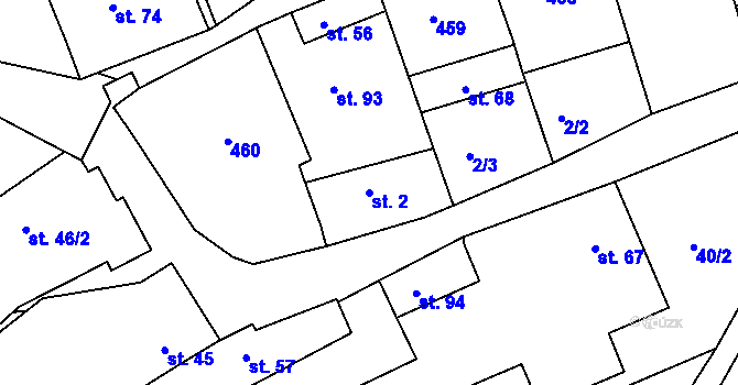 Parcela st. 2 v KÚ Javorovec, Katastrální mapa
