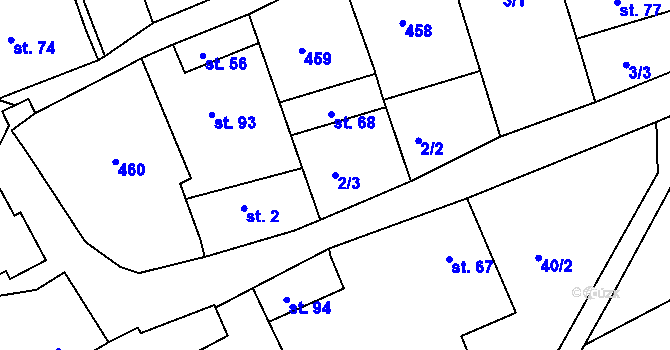 Parcela st. 2/3 v KÚ Javorovec, Katastrální mapa